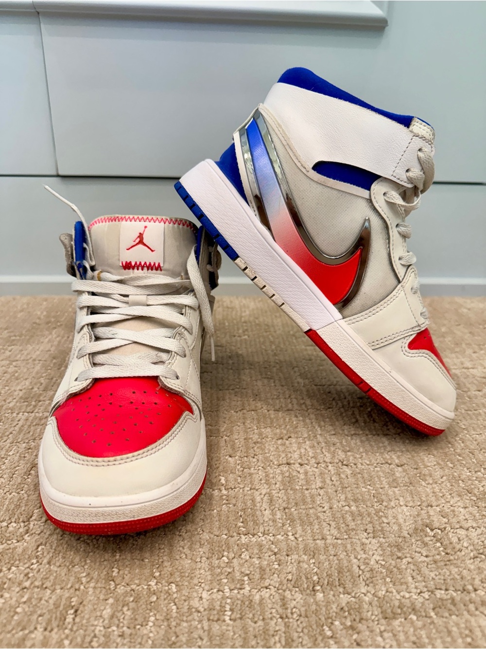 Nike Kids' Jordan 1 Mid RM Easy On - red, white, blue